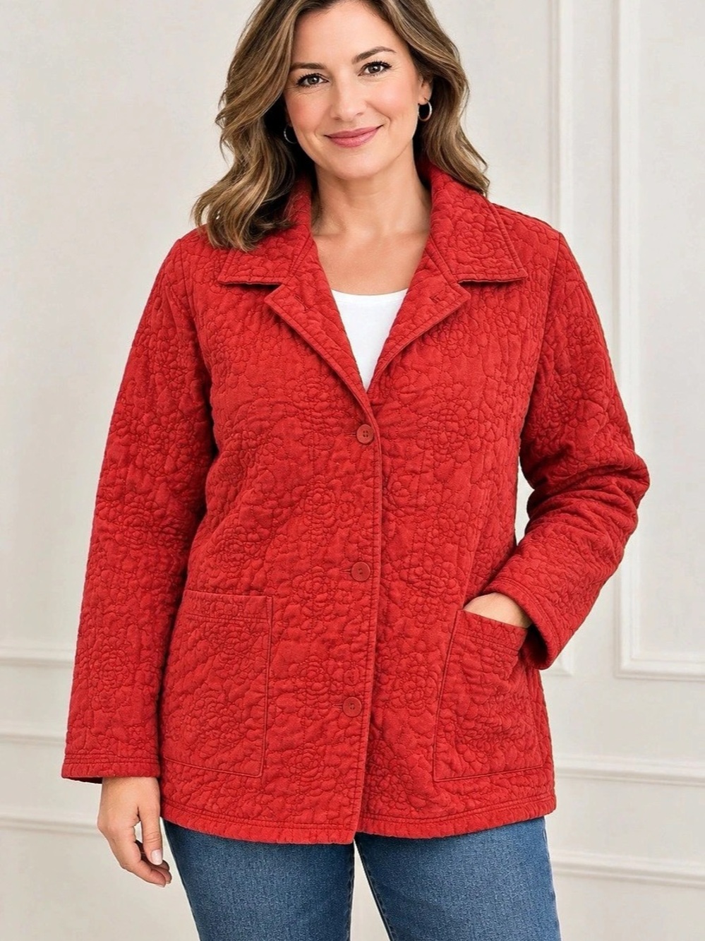 VTG Coldwater Creek Quilted Jacket in Red Large